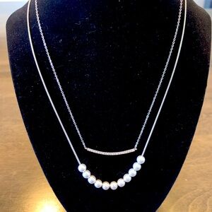 Get In line pearl and crystal necklace by Touchstone Crystal by Swarovski